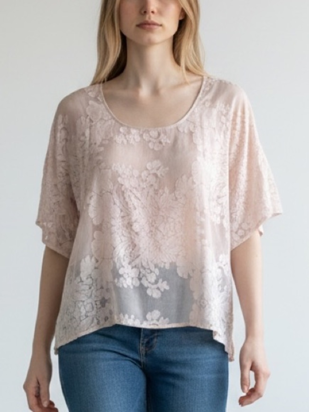 Gold Hawk / Falcon Bloom silk burnout tee